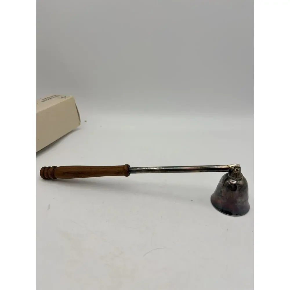 VTG SilverPlated Candle Snuffer Wooden Handled International Silver Co.